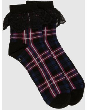 Dr. Martens Tartan Frill Sock - Black