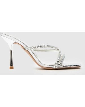 SIMMI Amba Bling Mule High Heels - White