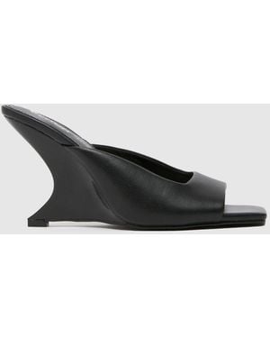schuh Stormi Wedge Mule High Heels - Black
