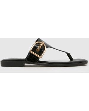 schuh Teena Buckle Toe Post Sandals - Black