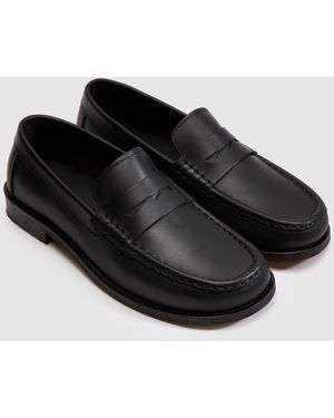 schuh Lilliet Leather Loafer Flats - Black