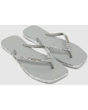 Havaianas Square Sparkle Flip Sandals - Metallic