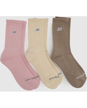 New Balance Mid Calf Logo 3Pk - Brown