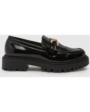 schuh Wide Fit Lumina Snaffle Loafer Flat Shoes - Black