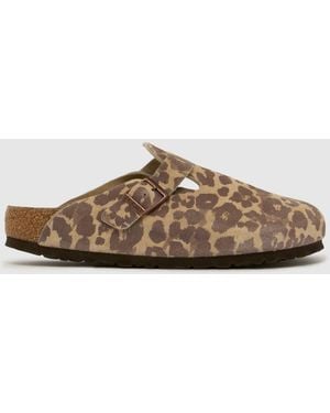 Birkenstock Boston Leopard Clog Sandals - Brown