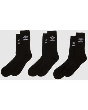 Umbro Sports Crew Socks 3 Pack - Black