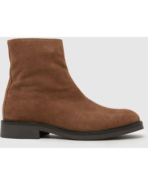 schuh Dario Suede Square Toe Boots - Brown