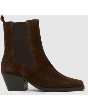 schuh Bess Suede Western Boots - Brown