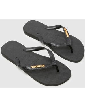 Havaianas Logo Metallic Flip Sandals - Black