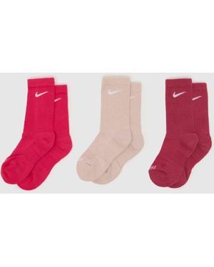 Nike Kids Everyday Crew Socks 3Pk - Pink