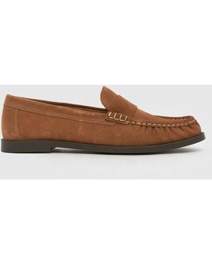 schuh Libbie Suede Loafer Flats - Brown
