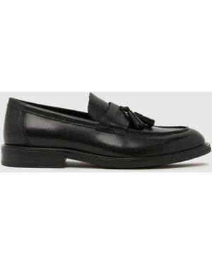 schuh Rugby Leather Tassel Loafer Shoes - Black