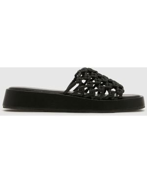 SIMMI Elena Raffia Slide Sandals - Black