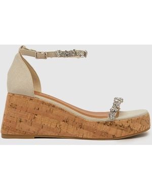 SIMMI Jayne Cork Flatform Wedge High Heels In - White