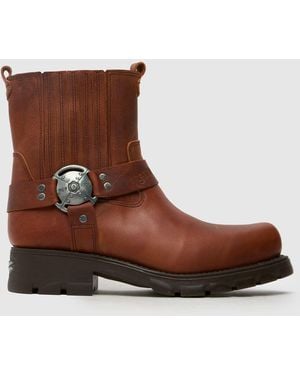 New Rock Biker Ankle Boots - Brown