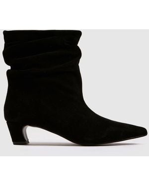 schuh Bluebell Suede Slouch Boots - Black