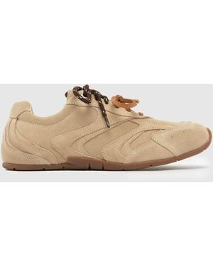 schuh Mindy Suede Lace Up Trainers - Natural