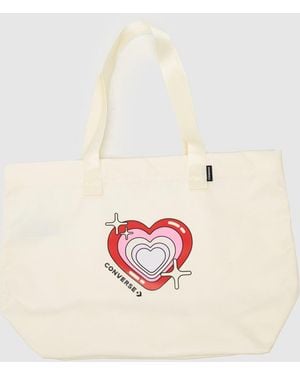 Converse Y2K Heart Canvas Tote Bag - White