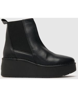 Fly London Hagu Platform Chelsea Boots - Black