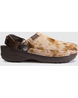 Crocs™ Classic Crafted Hair-On Clog Sandals - Brown