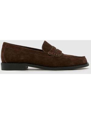 schuh Lillian Suede Penny Loafer Flats - Brown