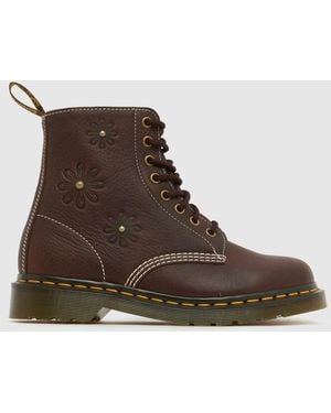 Dr. Martens 1460 Pascal Flower Boots - Brown