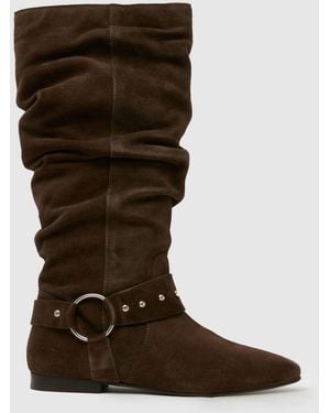 schuh Dallis Suede Stud Pixie Boots - Brown