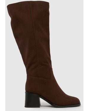 schuh Dot Block Heel Knee High Boots - Brown