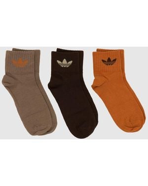 adidas Kids Ankle Sock 3Pk - Brown