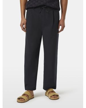 Scotch & Soda Pleated Relaxed Straight Cotton-Blend Seersucker Jogger Pants - Black
