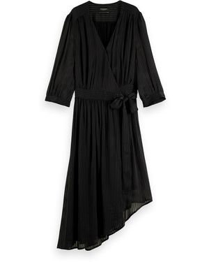 Scotch & Soda Crushed Satin Wrap Dress Robe décontractée, Black, 36 Femmes