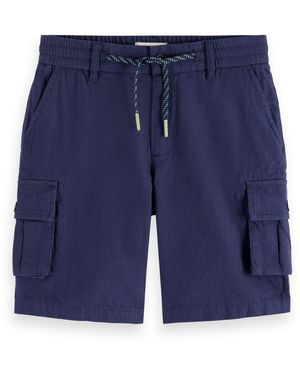 Scotch & Soda Boy's Boys' Garment-Dyed Linen Blend Cargo Short - Blue