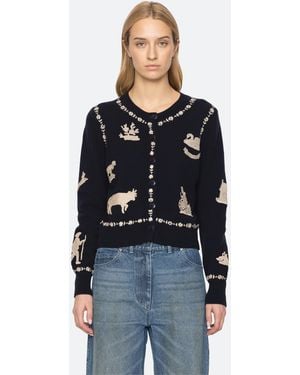 Sea Margeurite Cardigan - Blue