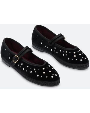 Sea Pearl Mary Jane Flats - Black