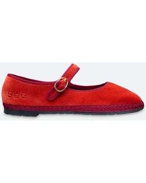 Sea Velvet Mary Jane Flats - Red