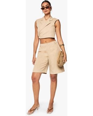 Boohoo Marl Tailored Bermuda Shorts - Natural