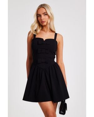 Quiz Bow Front Mini Dress - Black