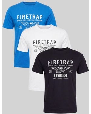 Firetrap Multi 3 Pack Regular Fit Cotton Crew T-Shirts - Blue