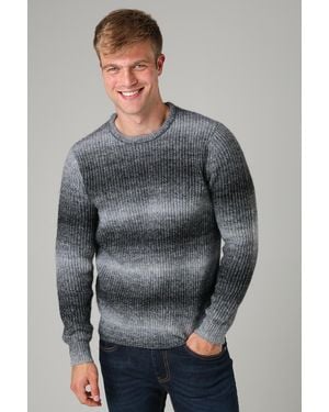 Kensington Eastside Colour Block Ombre Crew Neck Jumper With Wool - Grey