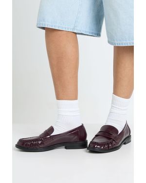 Boohoo Patent Ruched Loafers - Blue