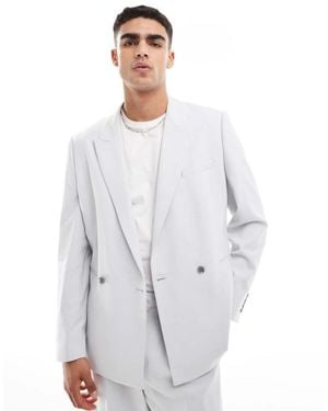 ASOS Regular Slouchy Double Breasted Suit Jacket - White