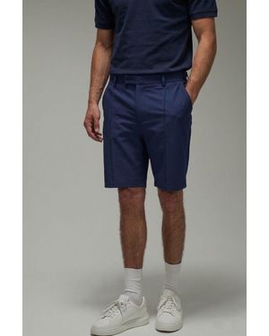 BoohooMAN Active Regular Fit Pintuck Golf 8.5Inch Shorts - Blue