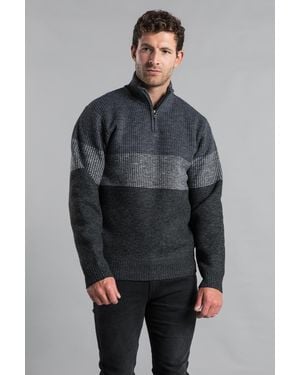 KENSINGTON EASTSIDE Maglione Uomo Con Collo Alto E Mezza Zip – Grigio Scuro, Cotone Morbido, Vestibilità Regolare