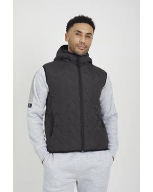 Brave Soul Heat Seal Padded Hooded Gilet - Black