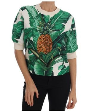 Dolce & Gabbana Pineapple Banana Sequins Crewneck Jumper - Green