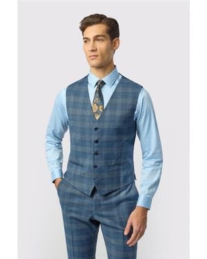 Ted Baker Single Breasted Five Button Slim Fit Suit Waistcoat - Blue