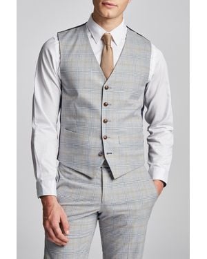 Antique Rogue Pale Putty Check Waistcoat - Grey