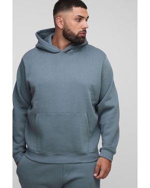 BoohooMAN Plus Basic Regular Fit Over The Head Hoodie - Blue