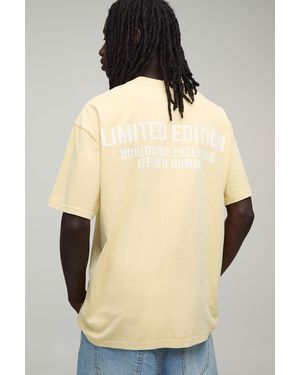BoohooMAN Oversized Washed Limited Edition T-Shirt - Natural