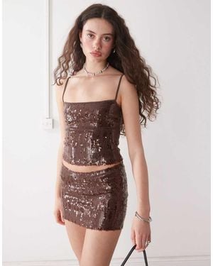 Motel Biyaya Sequin Cami Top - Brown